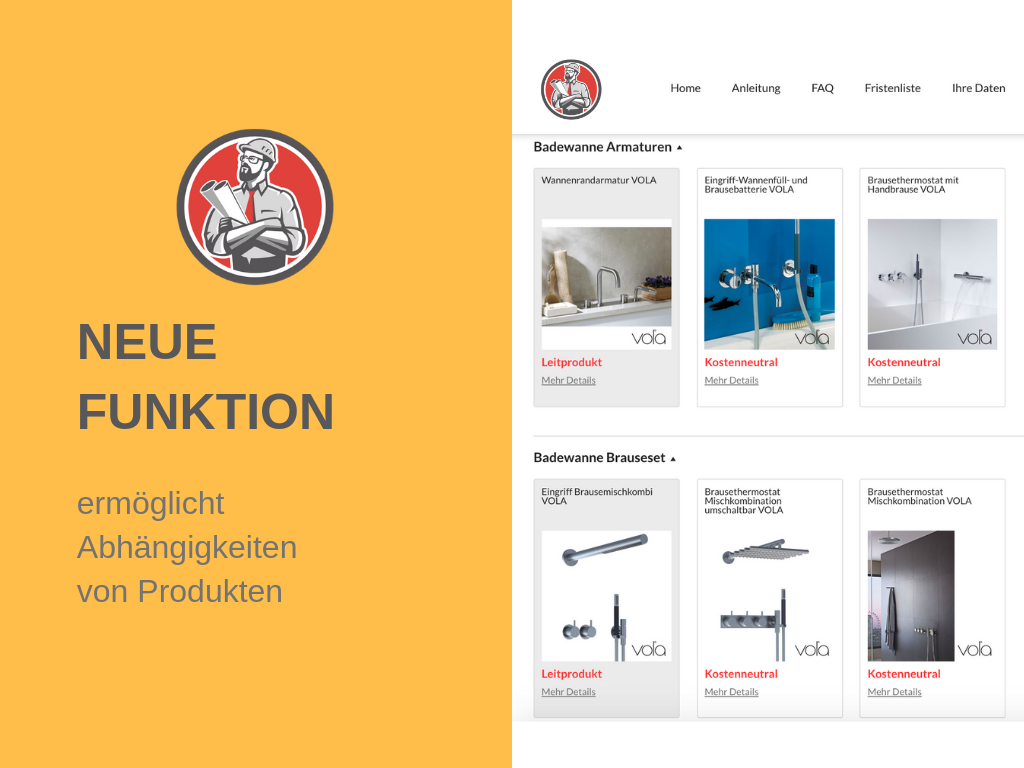 Produkt Abhängigkeiten als neue Funktion - PROPSTER - der Sonderwunsch Meister